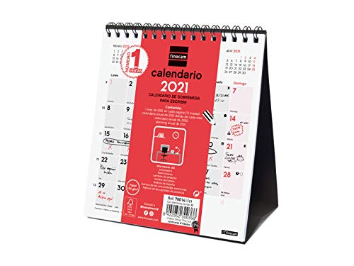 Finocam 780140021 - Calendario Neutro de sobremesa 2021 Escribir Español, XS - 140x150 mm