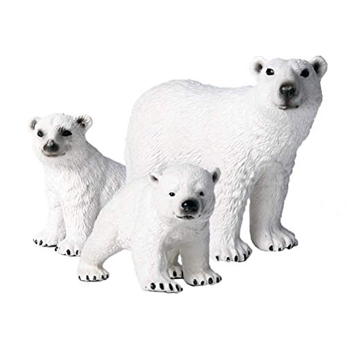 FLORMON Figuras de Animales 3 Piezas Realista Oso Polar Modelo de acción El plastico Animal Salvaje Juguetes de Fiesta favores Juguetes educativos de la Granja Forestal Regalo para niños