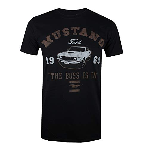 Ford Mustang The Boss is in Camiseta, Negro (Black Blk), Large para Hombre