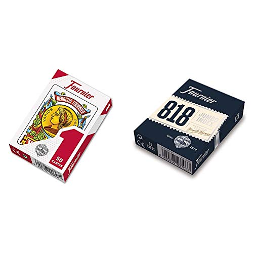 Fournier F20991 - Baraja española Nº 1, 50 Cartas, Surtido: Colores aleatorios + 818-55 - Baraja Poker en Inglés (55 Cartas), Surtido