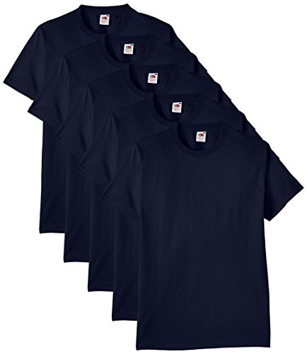 Fruit of the Loom Heavy Cotton tee Shirt 5 Pack Camiseta, Azul (Navy Blue), Medium (Pack de 5) para Hombre