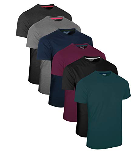 FULL TIME SPORTS® 3 4 6 Paquete Assorted Langarm-, Kurzarm Casual Top Multi Pack Rundhals Camisetas (Medium, 6 Pack - Dark Assorted)