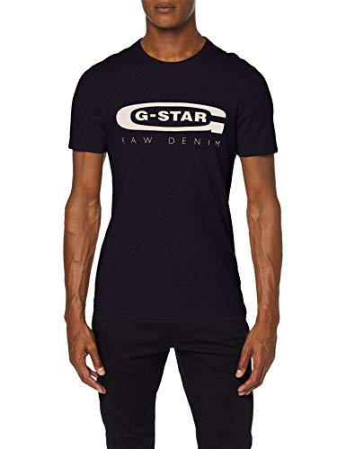 G-STAR RAW Graphic Logo 4 Camiseta, Azul, X-Large (Talla del fabricante:) para Hombre