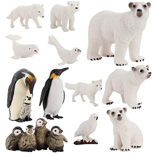 Gadpiparty 12 Unids Oso Polar Figuritas Juguete Set Realista Plástico Animales Polares Figuras Familia Set Juguete Educativo Cake Toppers Regalos de Cumpleaños