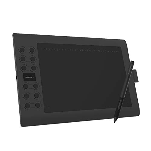 GAOMON M106K PRO-10 Pulgadas Tableta Gráfica con Pluma Pasiva de 8192 Niveles y 12 Teclas de Atajo, Compatible con Windows/Mac/Smartphone Android