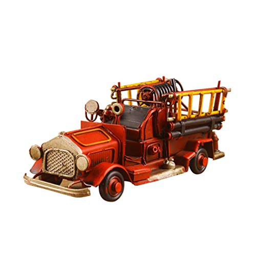 Garneck Modelo de Camión de Bomberos de Metal Modelo de Camión de Coche Antiguo Antiguo Modelo de Vehículo Coleccionable para La Decoración de La Barra del Hogar (Rojo)