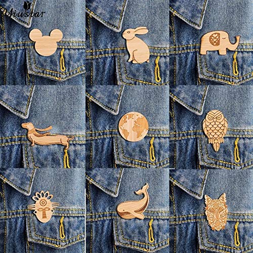 Gather together Ferry Brooch Cartoon Mickey Brooches For Women Girls Kids Jewelry Elegant Wooden Mouse Brooch Pins Dog Fox Map Enamel Pin Badge Gifts