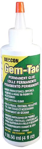 Gem-Tac 118 ml, Pegamento glutinoso para gemas, botella media, transparente al secarse