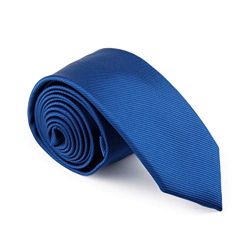 GENTSY ® Corbata Hecha a Mano para Hombre Ancho Estandar de 8 cm o Delgado 6 cm - Colores Solidos (K44 Azul)