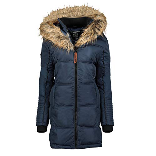 Geographical Norway Belissima - Chaqueta de invierno para mujer con capucha de piel XL azul marino XL