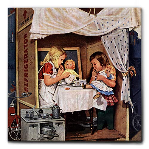 Giallobus - Pintura - Artists Saturday Evening - Playing House - Tela Canvas - 100x100 - Vintage - America - Años 50 - Listo para Colgar