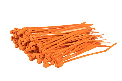 Gocableties - Bridas de nailon para cables de alta calidad y resistencia, color negro, de 200 x 4,8 mm, paquete de 100 unidades, naranja
