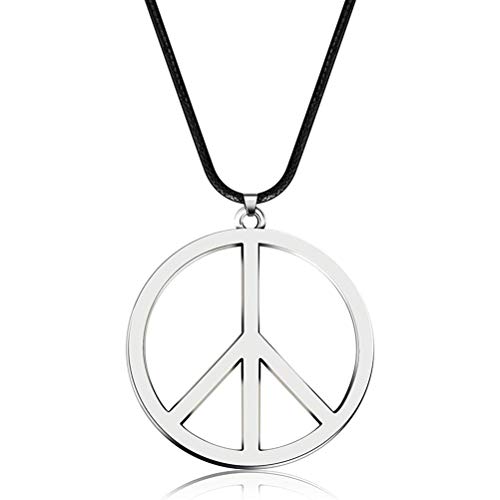 Goefly Collar contra el Signo de la Paz de la Guerra, Colgante de Collar de Acero Inoxidable para Accesorios de Fiesta Hippie de los años 70 y 60, 1 Pieza