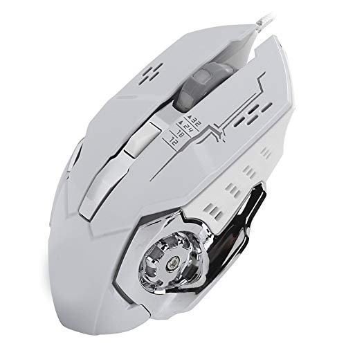 Goshyda Ratón para Juegos con Cable, Interfaz USB 1200/1600/2400/3200 dpi 6 Botones Personalizados Diseños ergonómicos aerodinámicos Ratón con Cable para Jugadores de PC(White（Upgrade）)
