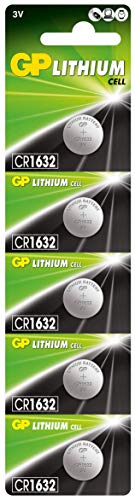 GP CR1632 3V - Pack de 5 Pilas CR 1632 de Litio botón | Litio Puro, Mayor Rendimiento y duración | Sin Mercurio | Pack Compuesto por 1 blíster de 5 Pilas CR1632 / DL1632 envasadas Individualmente