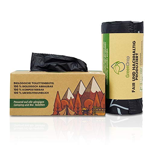 Green Drop Bolsa de aseo para camping, 40 unidades, edición limitada para inodoros de camping, biotecnología y baños móviles