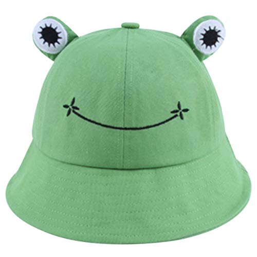 GROOMY Fisherman's Hat, Foldable Cotton Frog Bucket Hat Summer Sunscreen Fisherman Cap Hunting Sunhat-Green