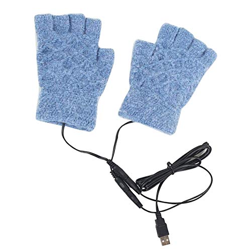 Guantes térmicos de invierno, guantes térmicos eléctricos recargables USB, guantes cálidos y suaves de medio dedo para invierno unisex