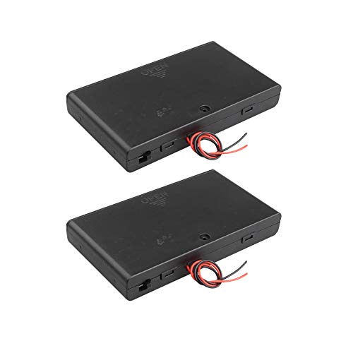 HALJIA - Caja de Almacenamiento de batería de plástico con Interruptor de Encendido/Apagado y Cables de Alambre, 2 Unidades, 12 V, AA, 8 x 1,5 V