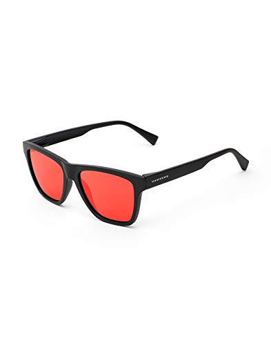 HAWKERS · Gafas de Sol ONE LS Black Daylight, para Hombre y Mujer, con montura negra acabado mate y lentes efecto espejo amarillas, Protección UV400