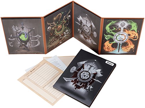 Hexers Game Master Screen - Dungeons and Dragons D&D DND DM Pathfinder RPG Role Playing Compatible - 4 Customizable Panels - Inserts Included That Slide into The Pouches - Dry Erase Tracker Sheet