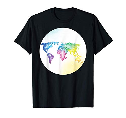 Hombre Mapa del mundo - acuarela países del mundo viajes trotamundo Camiseta