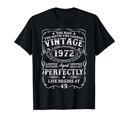 Hombre Nacido En 1972 Vintage 1972 49 Años Cumpleaños Hombre Regalo Camiseta