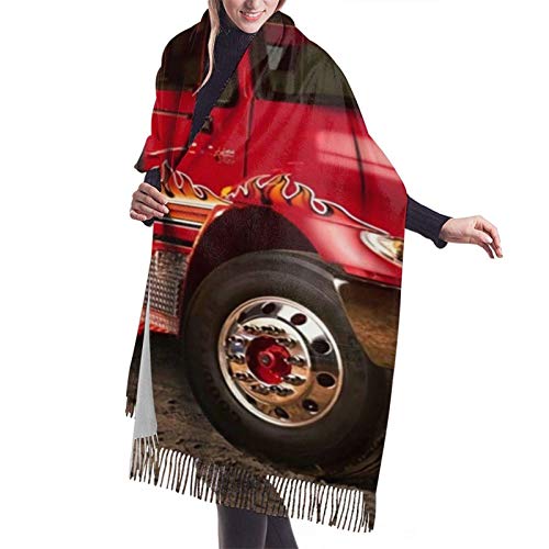 IMERIOi Papel pintado de camión de bomberos bufanda de mujer Pashmina chal para vestido de noche de invierno bufandas de dama de honor