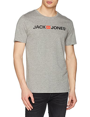 Jack & Jones Jjecorp Logo tee SS Crew Neck Noos Camiseta, Gris (Light Grey Melange Detail: Slim Fit - Melange), Medium para Hombre