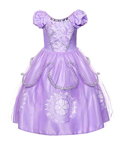 JerrisApparel Niña Disfraz de Princesa Sofía Tul Cumpleaños Partido Vestido (3 años, Lila)