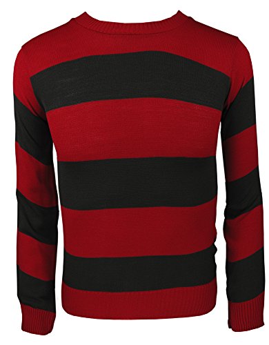 Jersey de punto a rayas para disfraz, para adultos y niños multicolor Red/Black Jumper large
