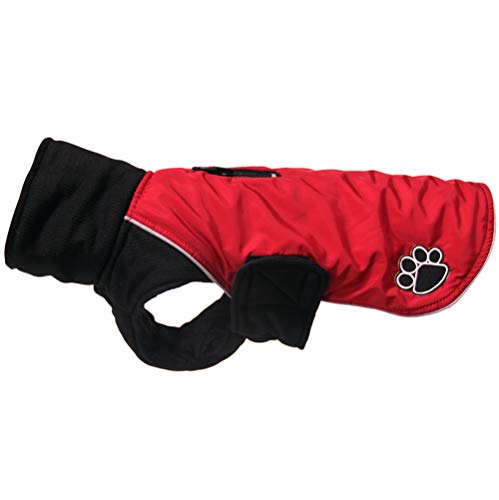 JoyDaog Abrigo para perros pequeños de cuello alto, impermeable, cálido, para invierno, color rojo XS