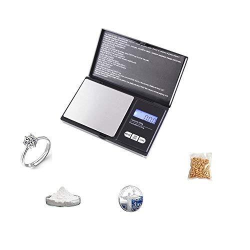 Jsdoin - Báscula electrónica de precisión (0,01 g-200 g, escala electrónica, báscula de bolsillo de oro, joyería, comida, café, medicina a base de hierbas, polvo, con pantalla