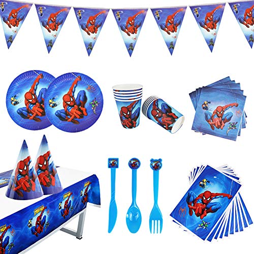 Juego de Fiesta de Marvel Mighty Avengers,Kit de decoraciones de cumpleaños de Spiderman, suministros de fiesta temáticos de superhéroes para los fanáticos de los cómics,Se puede reutilizar