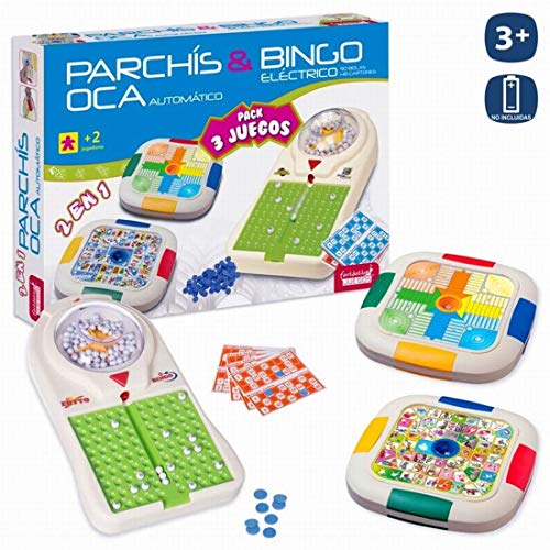 JUINSA- Set 3 Juegos Bingo/Parchis/Oca 54X38 Cm, Multicolor (96828)