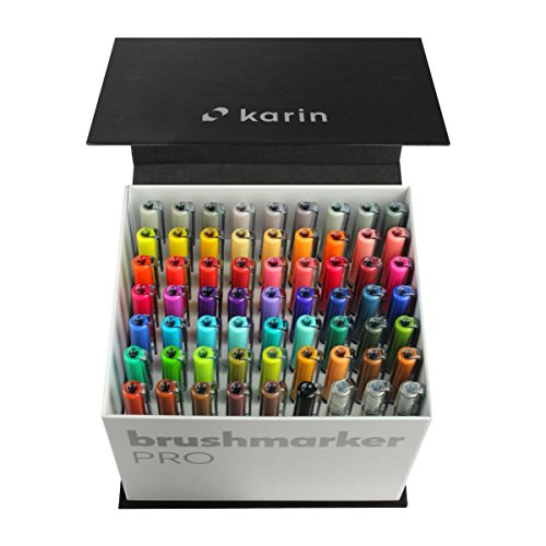 Karin HQ0003 Mega Caja Brush Marcador Pro brushpens a base de agua Adecuado para pintar, dibujar y mano Lettering Multicolor
