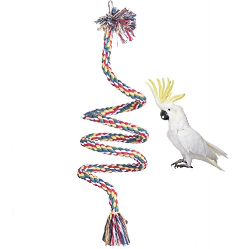 Keersi - Colorida cuerda de algodón en espiral con campanas para que los pájaros jueguen, para todo tipo de pájaros: pericos, periquitos, ninfas, agapornis, finches