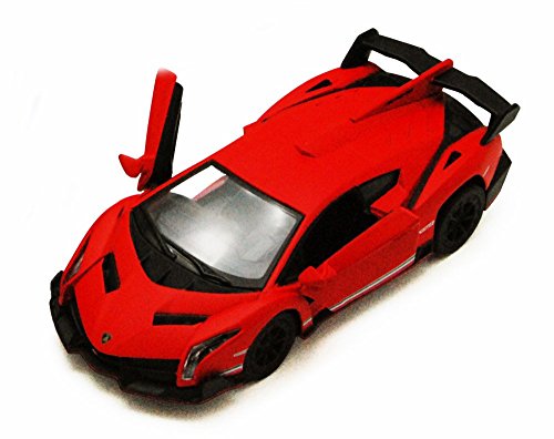 Kinsmart Lamborghini Veneno Rojo 5370D Escala 1/36 Diecast Modelo Toy Car Apertura Puertas Pullback Go Acción Edición Especial