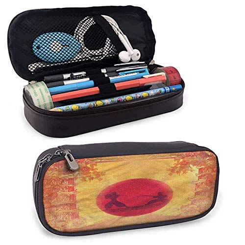 KLKLK estuche Japanese Pencil Cases for Teen Girls Ninjas Vintage Sunset Lightweight Pencil Bag Beautiful Pattern