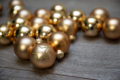 KREBS & SOHN Juego de Bolas de Navidad de Cristal, 5,7 cm, 20 Unidades, diseño de Estrellas, Color Dorado