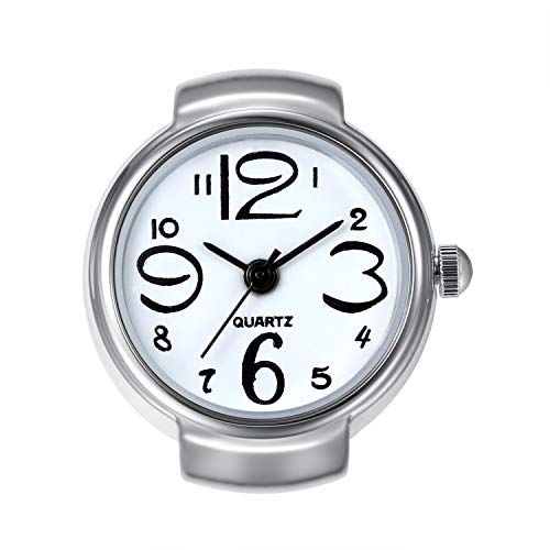 Lancardo Reloj Anillo Fashion Diseño Cadena Elástica Reloj Decorativo Creativo Dial Blanco Redondo con Escala Digital Reloj de Cuarzo Joyería de Bisuteria 1 ATM Impermeable Regalo para Mujer Hombre