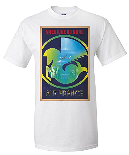Lanterner Air France - Amerique du Nord Maquette Vintage Poster (Artist: Ponty, MAX) c. 1948 (Premium T-Shirt)