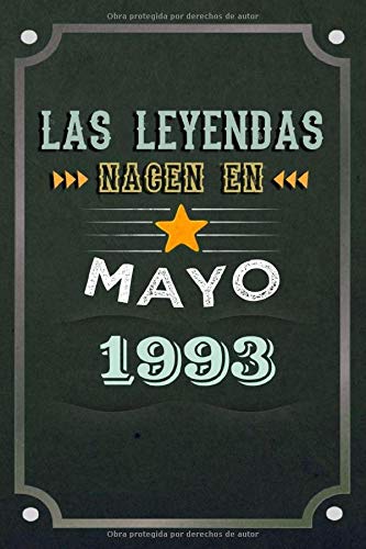 Las leyendas nacen en Mayo 1993: REGALO DE CUMPLEAÑOS, NACIDOS EN LOS AÑOS 1993 Regalos Creativos Cuaderno forrado Diario 15.24 x 22.86 cm CUADERNO DE ... CUADERNO DE NOTAS, REGALOS PERSONALIZADOS