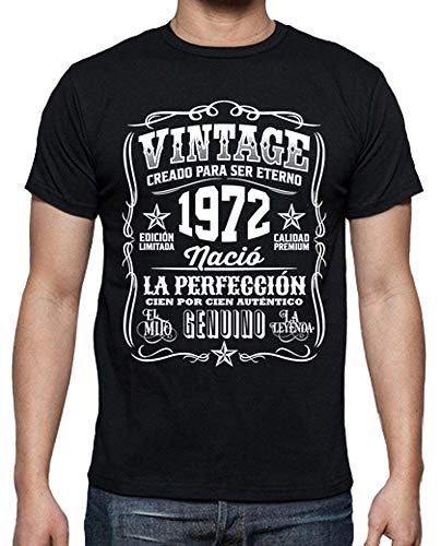 latostadora - Camiseta Vintage 1972 la para Hombre Negro XL