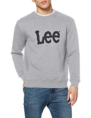 Lee Basic Crew Logo Suéter, Gris (Grey Mele MP), Large para Hombre