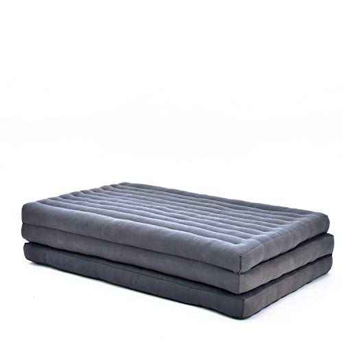 Leewadee futón Plegable XL – Colchoneta Grande para Doblar de kapok ecológico, colchón para Invitados, futón Hecho a Mano, 200 x 105 cm, Antracita