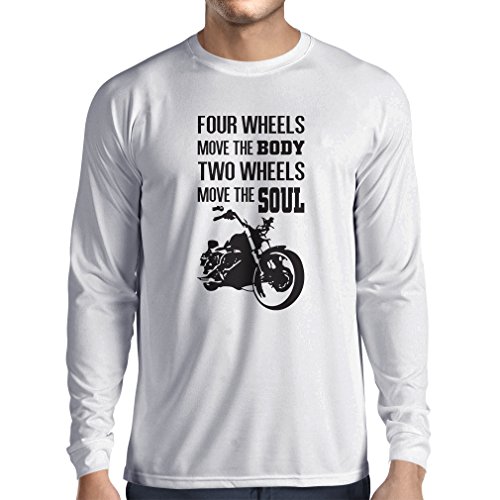 lepni.me Camiseta de Manga Larga para Hombre Dos Ruedas mueven el Alma - Refranes de los Amantes de Las Motos, Ropa de Motocicleta (X-Large Blanco Multicolor)