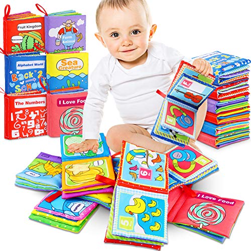 Libros Blandos para Bebé, RenFox Libro de Tela Bebe No Tóxicos Libro Activity Bebé Anti-Tear Aprendizaje y Educativo Temprana Libro de Cognición Juguetes Niños Recién Nacido (6 Piezas)
