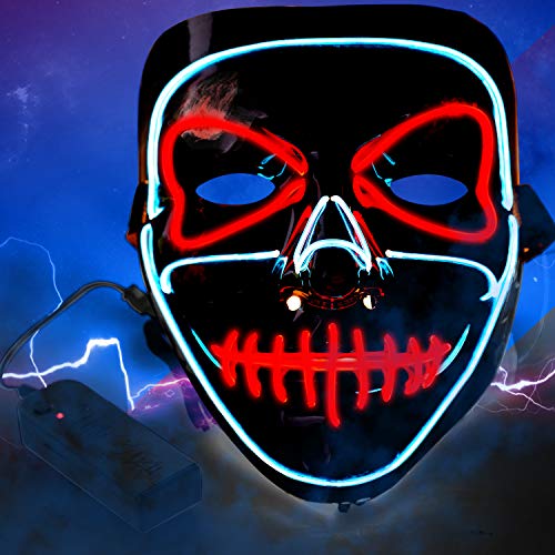 Lictin Halloween Máscara LED- Máscara Disfraz Luminosa para Navidad Halloween Cosplay Grimace Festival Fiesta Show, Funciona con Baterías (No Incluidas)