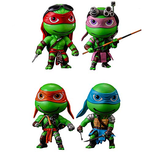 LINRUS Ninja Turtles Figuras de Acción 4 Juegos, Modelo de Personaje Ninja Turtles 1990 Figura Juguetes para Niños Raphael Donatello, Adecuado para Regalos de Cumpleaños para Niños, 4.8 Pulgadas